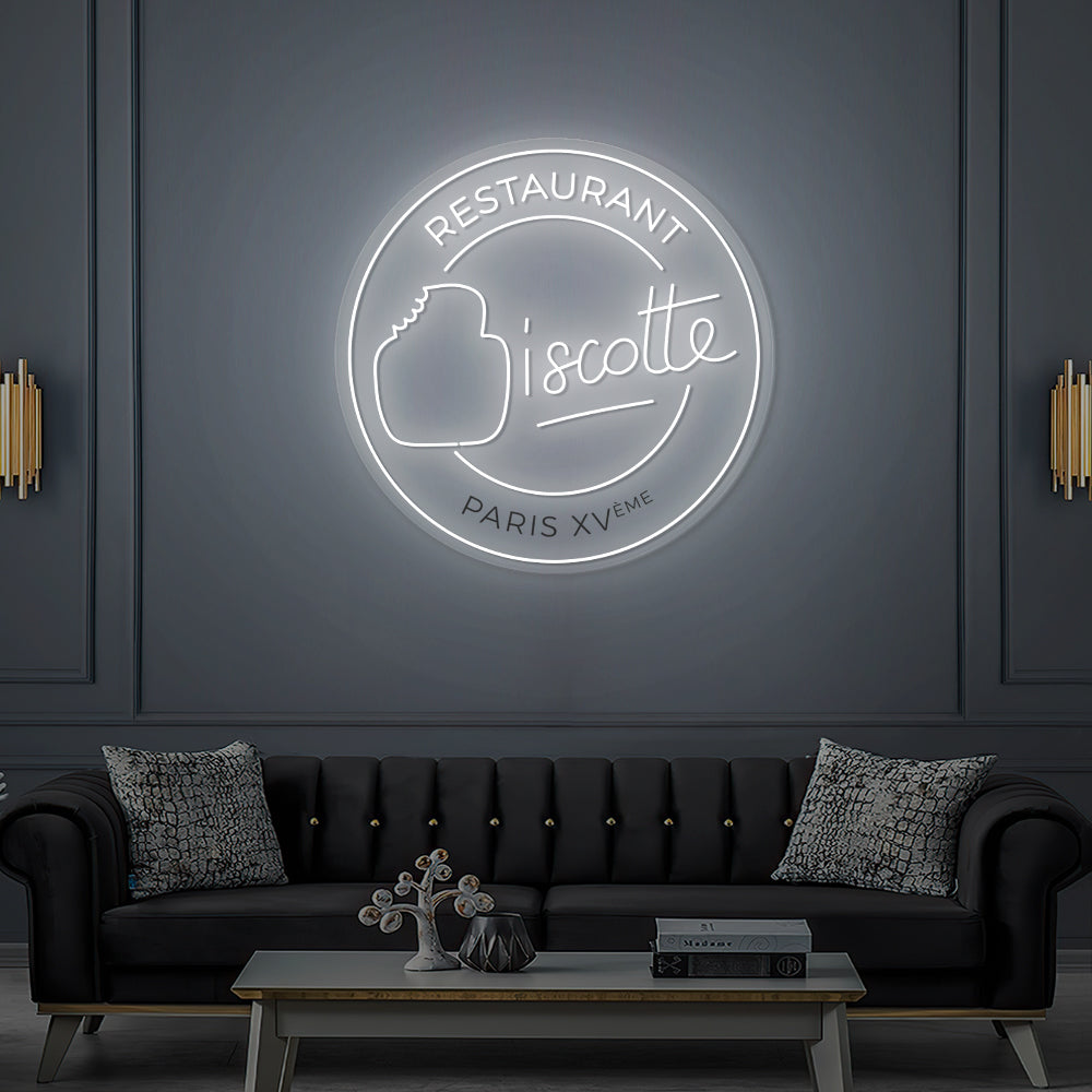 Enseigne LED Néon Personnalisée -Restaurant Biscotte