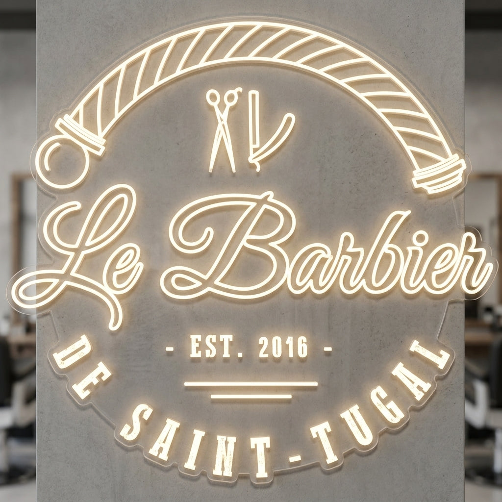 Le Barbier De Saint-tugal - Enseigne néon LED personnalisé