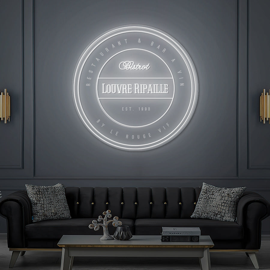 Enseigne LED Néon Personnalisée Le Louvre Ripaille