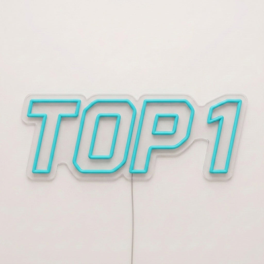Enseigne néon LED TOP 1 — décoration gaming et setup, fabriquée sur-mesure par Lumicorne (vue 2)