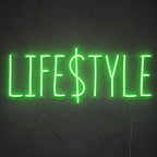 Enseigne néon LED LIFESTYLE — décoration sur le thème money, fabriquée sur-mesure par Lumicorne