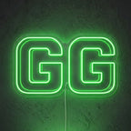 Enseigne néon LED GG — décoration gaming et setup, fabriquée sur-mesure par Lumicorne
