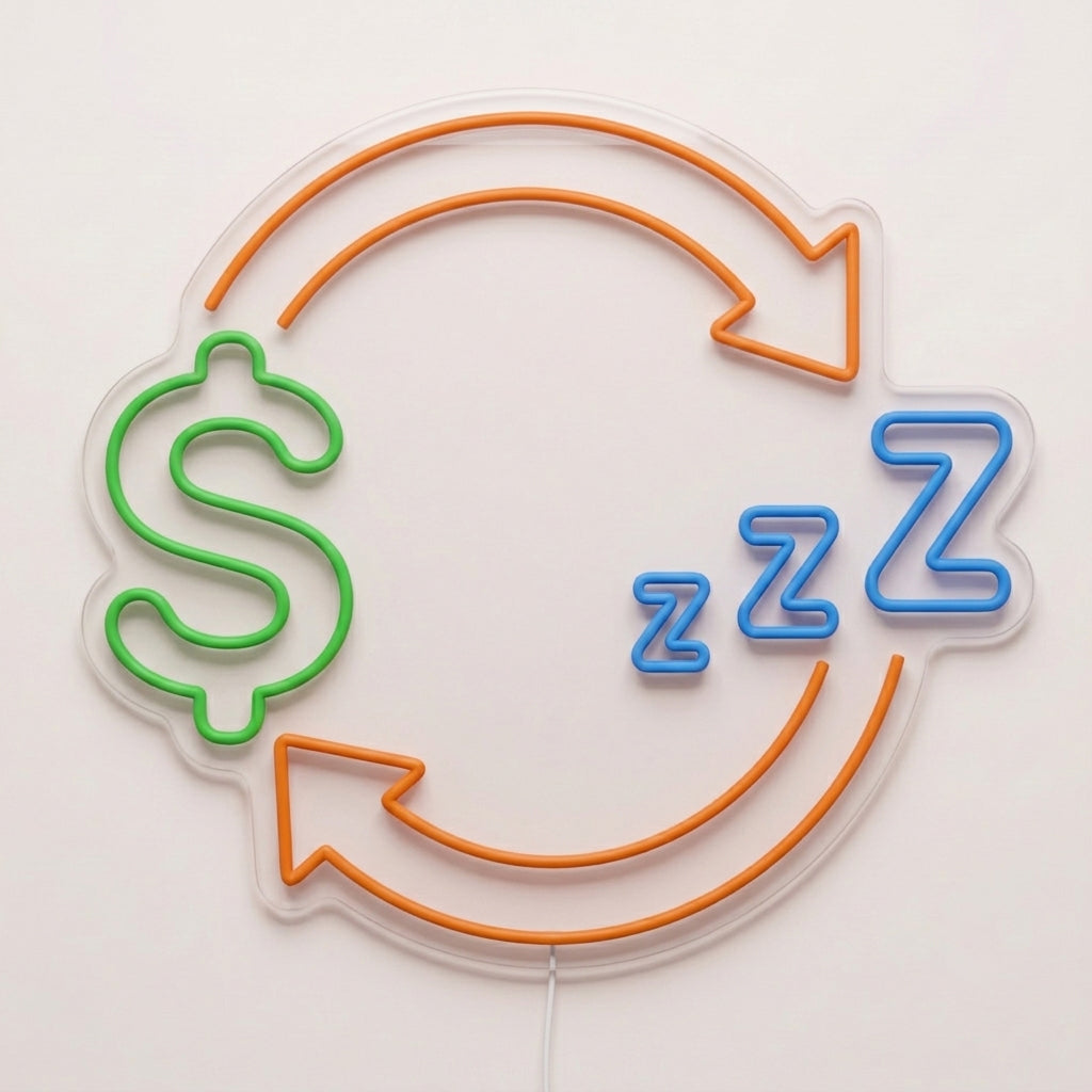 Enseigne néon LED REPEAT — décoration sur le thème money, fabriquée sur-mesure par Lumicorne (vue 2)
