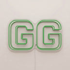 Enseigne néon LED GG — décoration gaming et setup, fabriquée sur-mesure par Lumicorne (vue 2)
