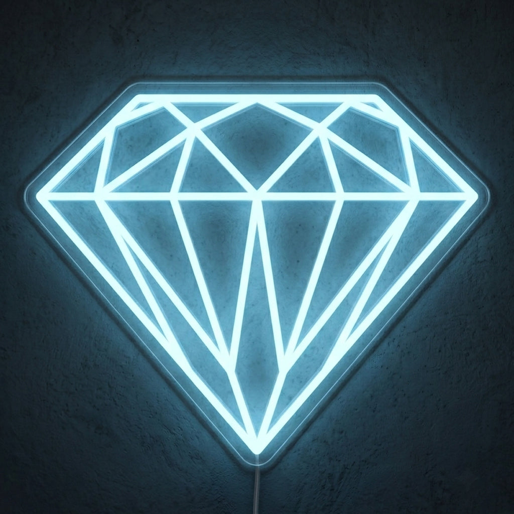 Enseigne néon LED DIAMOND — décoration sur le thème money, fabriquée sur-mesure par Lumicorne