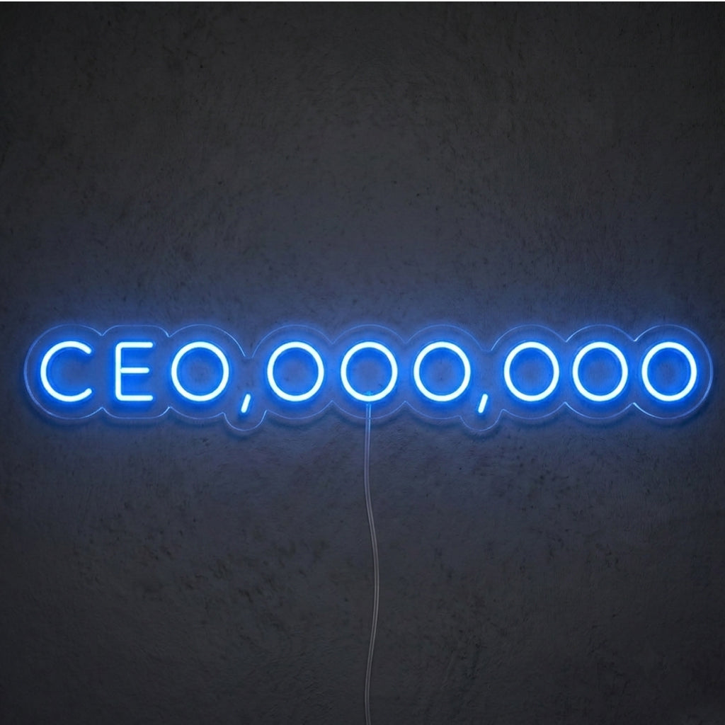 Enseigne néon LED CEO — décoration sur le thème money, fabriquée sur-mesure par Lumicorne