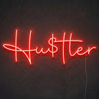 Enseigne néon LED HUSTLE — décoration sur le thème money, fabriquée sur-mesure par Lumicorne