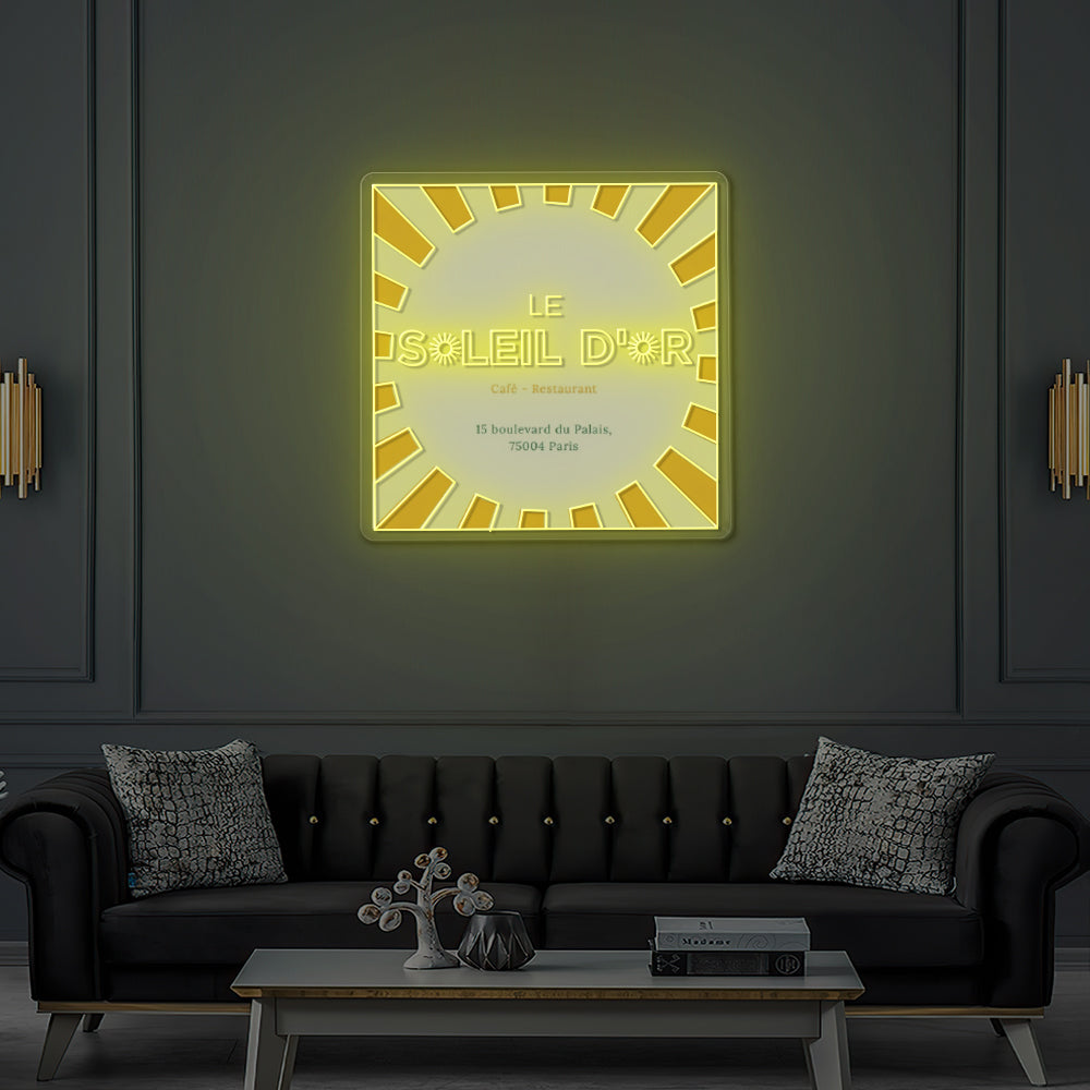 Enseigne LED Néon Personnalisée Le Soleil d'Or