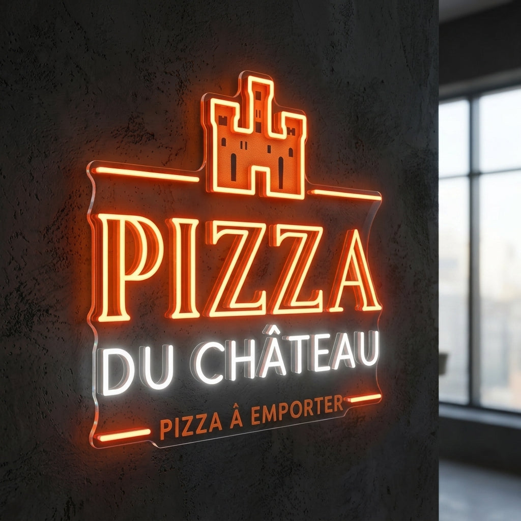 Pizza du château - Enseigne néon LED personnalisé