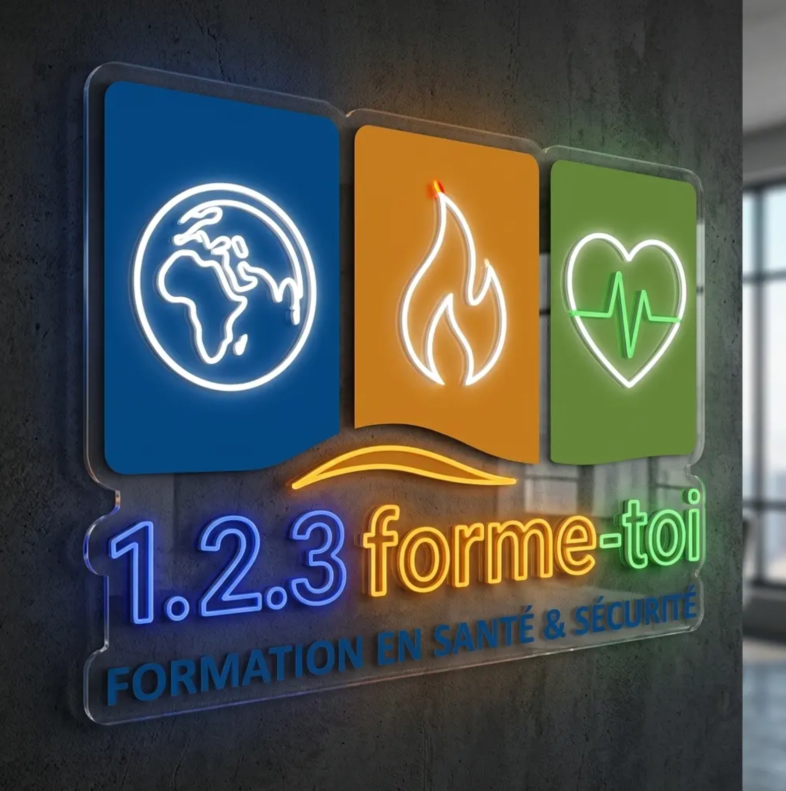 Enseigne néon LED personnalisée · 1-2-3