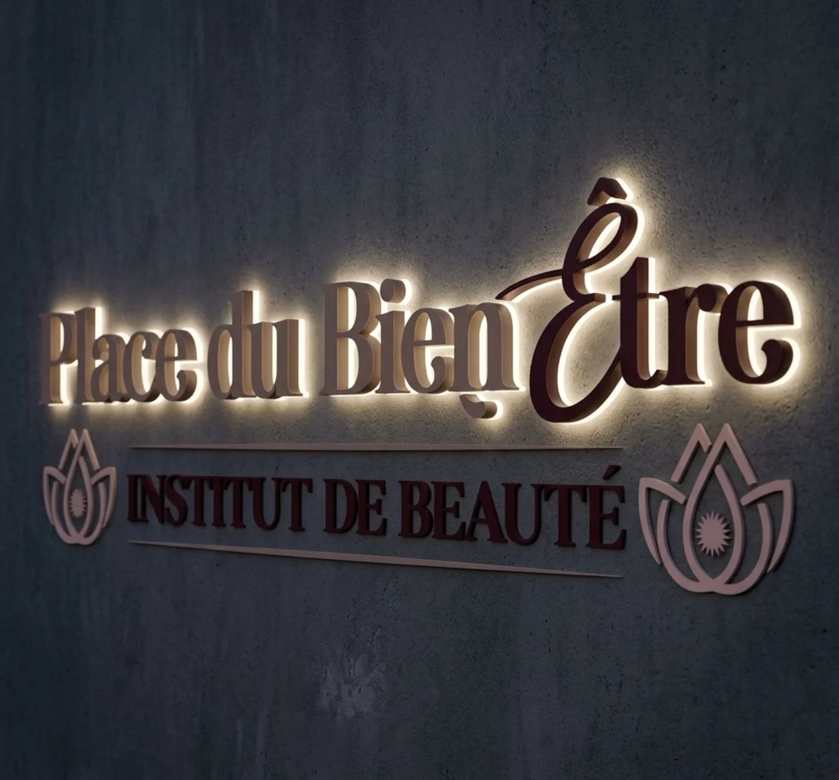 Enseigne rétroéclairé personnalisée · Place du bien être