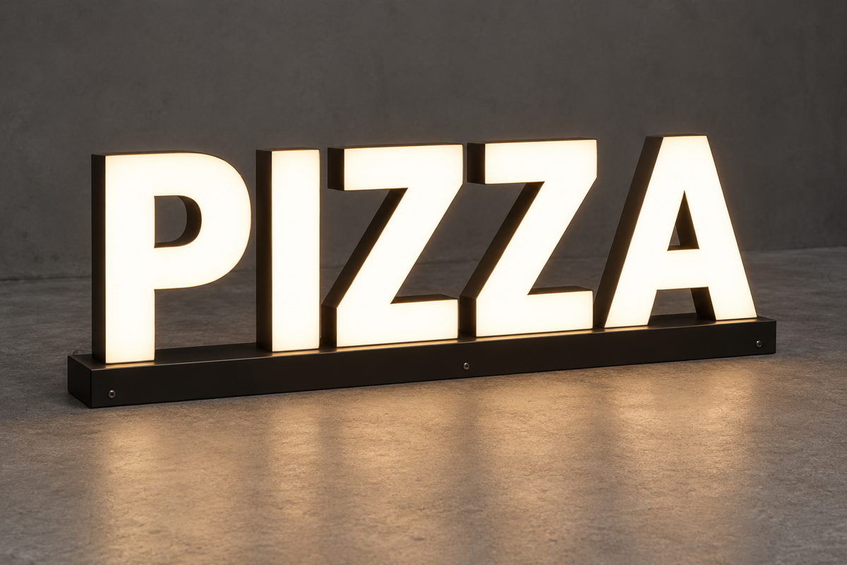 Lot de deux Lettres lumineuses rétroéclairées · PIZZA