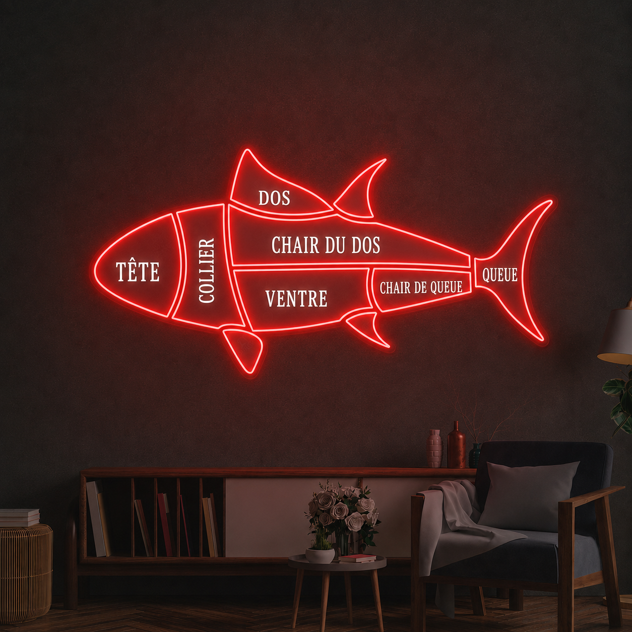 Enseigne lumineuse sur-mesure : lot boucherie et poissonerie