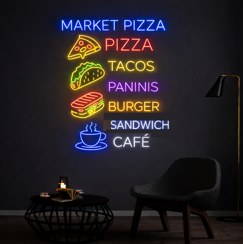 Personnalisation Enseigne LED Néon pour - Market Pizza