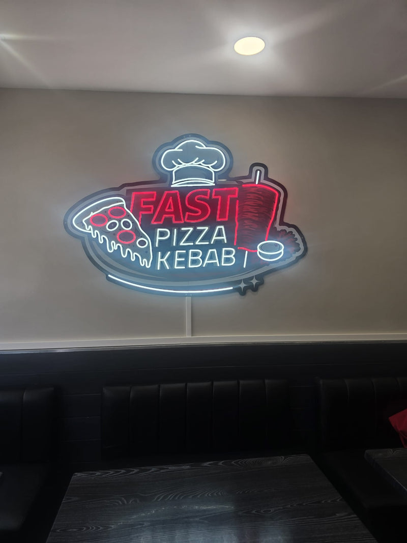 Enseigne LED néon Lumicorne : FAST PIZZA KEBAB 