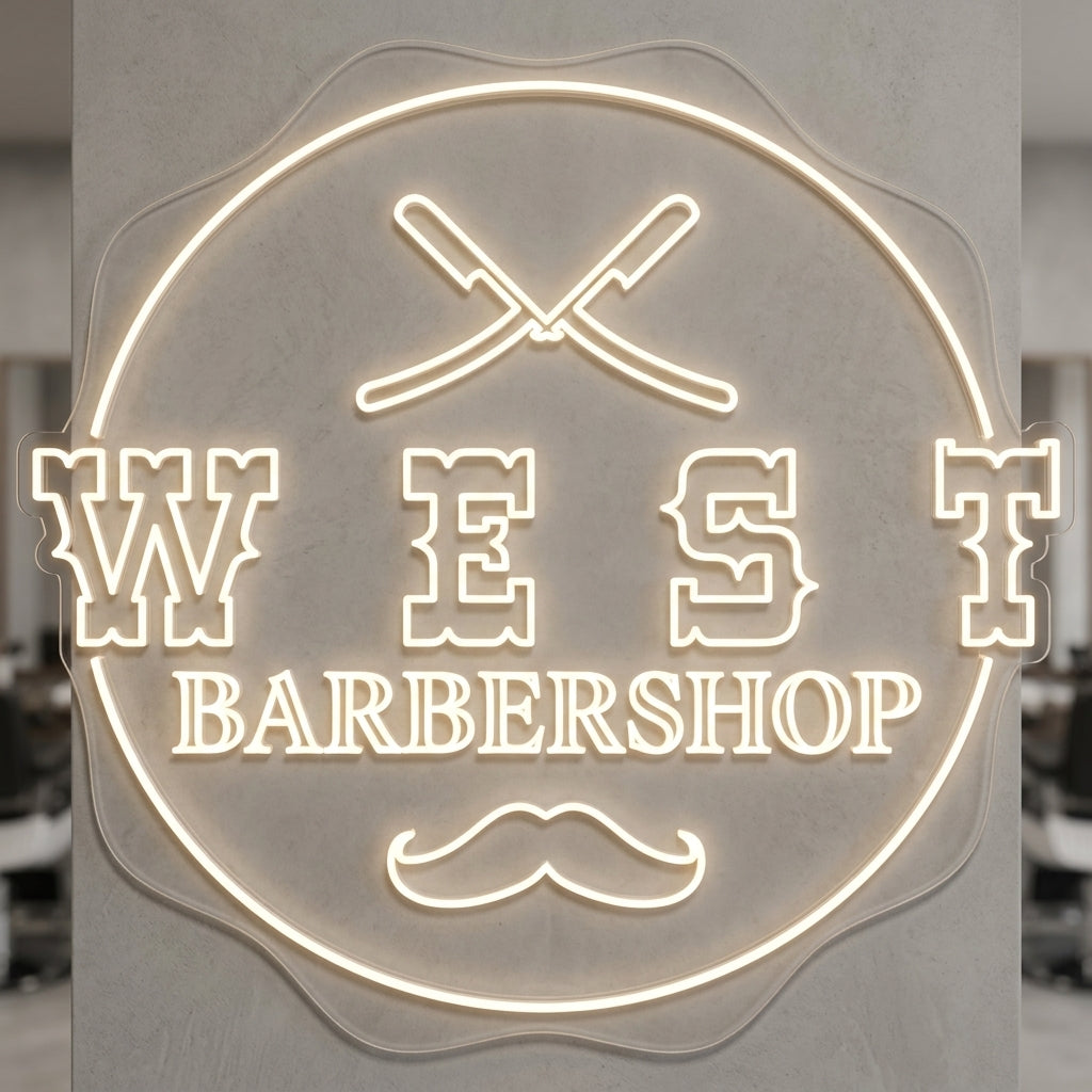 West Barbershop - Enseigne néon LED personnalisé