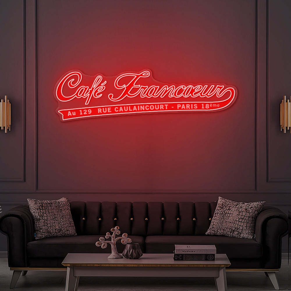 Enseigne LED Néon Personnalisée Café Francoeur