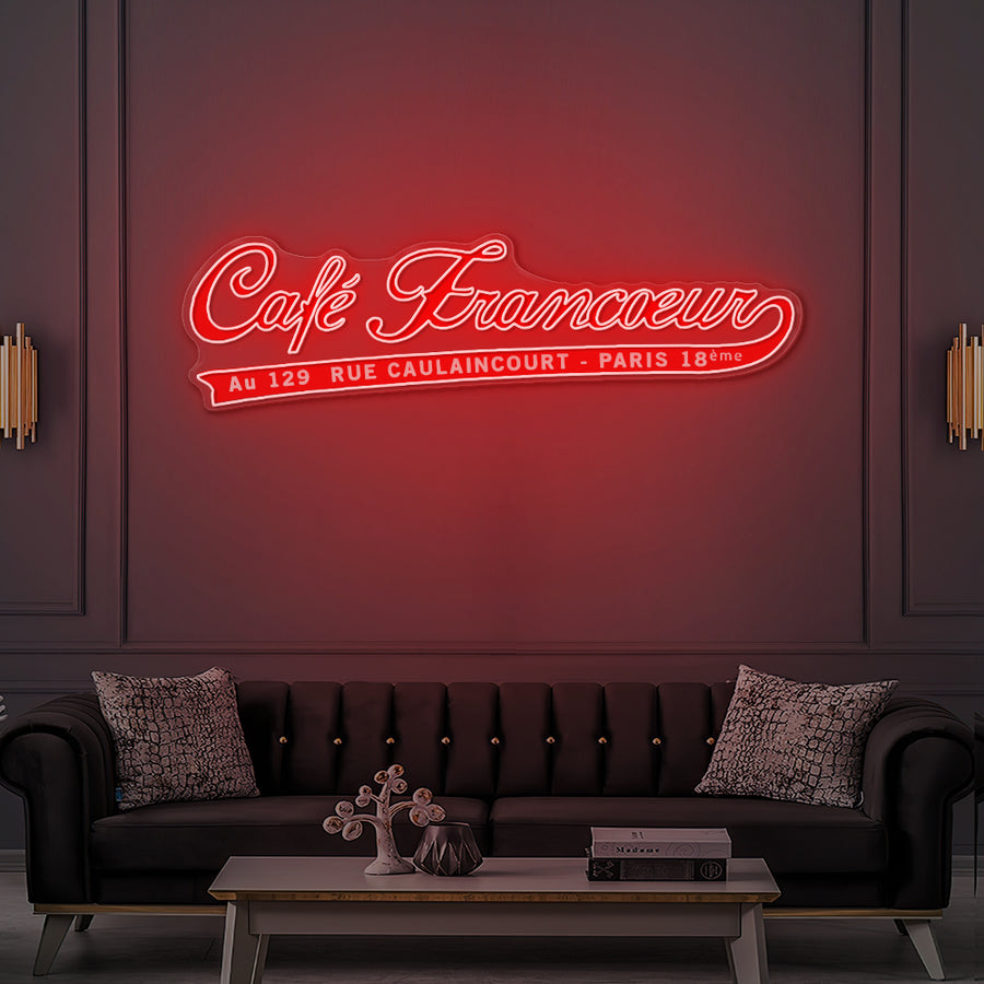 Enseigne LED Néon Personnalisée Café Francoeur
