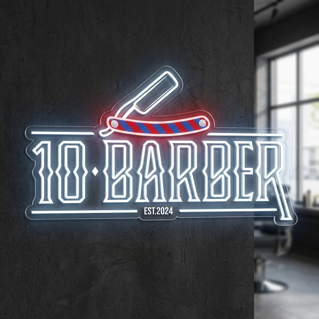 10 Barber - Enseigne néon LED personnalisé