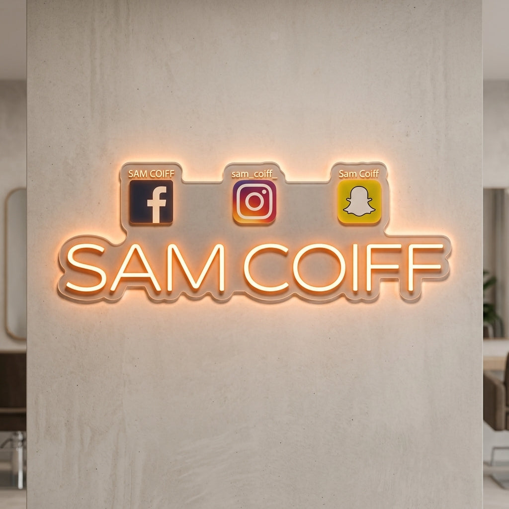 SAM COIFF - Enseigne néon LED personnalisé