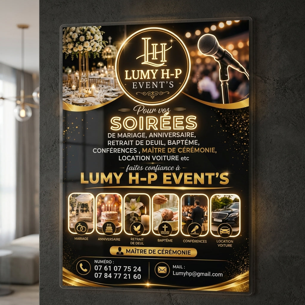 LUMY H-P EVENT’S - Enseigne néon LED personnalisé