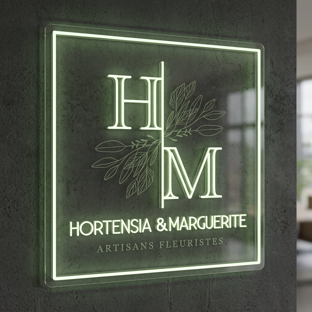 Hortensia et marguerite - Enseigne néon LED personnalisé