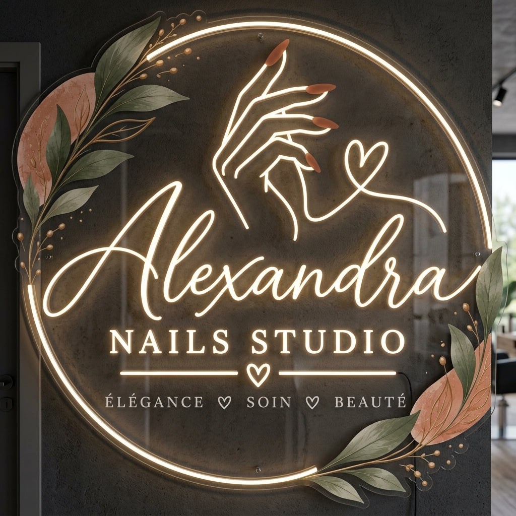 Alexandra Nails studio - Enseigne néon LED personnalisé
