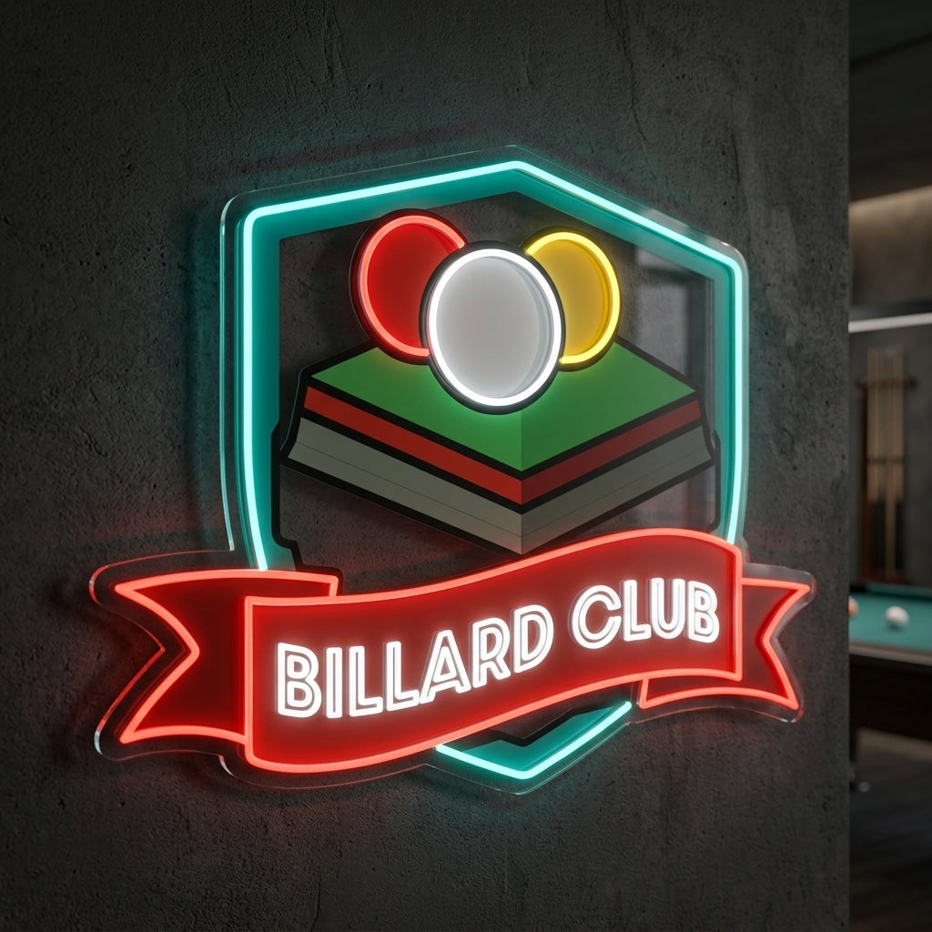 Billard club mansigne - Enseigne néon LED personnalisé · Waterproof