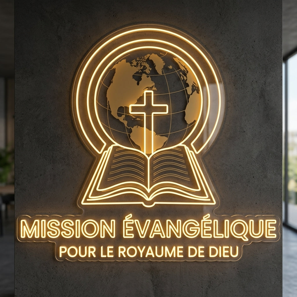 Mission évangélique pour le royaume de Dieu - Enseigne néon LED personnalisé