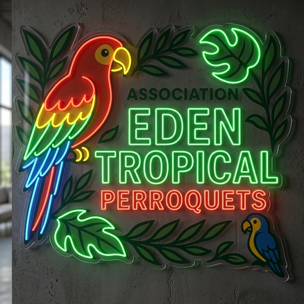 association Eden Tropical Perroquets - Enseigne néon LED personnalisé · Waterproof