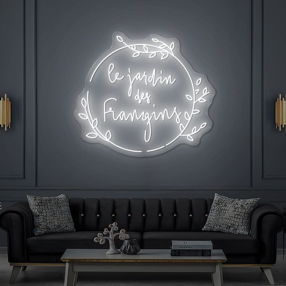 Enseigne LED Néon Personnalisée Le Jardin des Frangins - Restaurant Bistronomique avec Terrasse - Montpellier