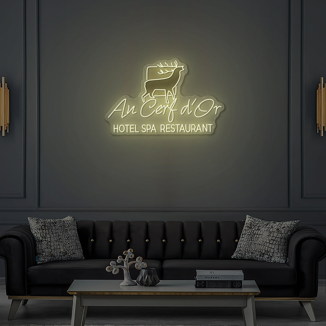 Custom LED Neon Restaurant Sign @ Au Cerf d'or