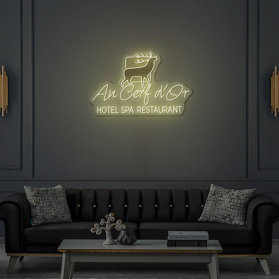 Custom LED Neon Restaurant Sign @ Au Cerf d'or