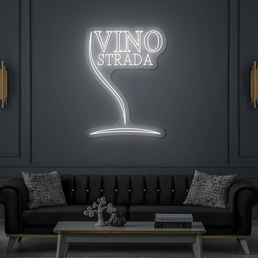 Enseigne LED Néon Personnalisée Vino Strada Restaurant