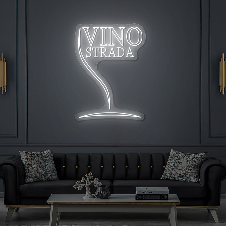 Enseigne LED Néon Personnalisée Vino Strada Restaurant