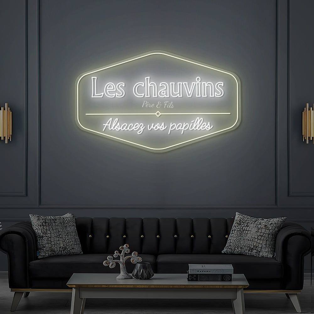Enseigne LED Néon Personnalisée Restaurant Les Chauvins
