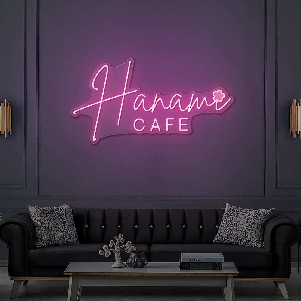 Enseigne LED Néon Personnalisée Hanami Café - Café, bar & école japonaise