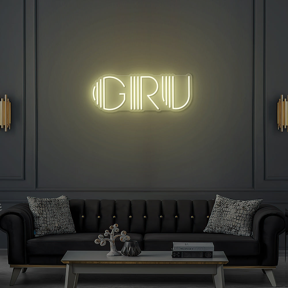 Enseigne LED Néon Personnalisée Gru - Bar & Live Escape Game - Bordeaux