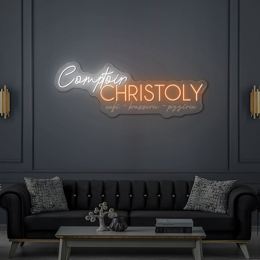 Enseigne LED Néon Personnalisée Restaurant Pizzeria - Comptoir Christoly