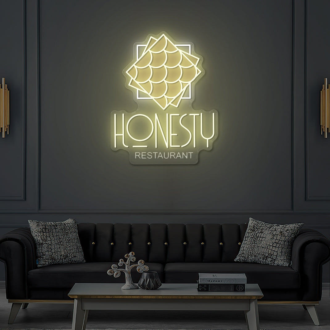 Custom LED Neon Sign for Honesty Restaurant Strasbourg