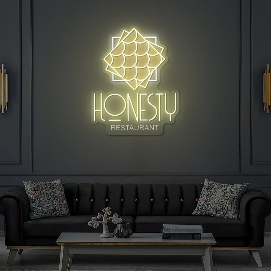 Custom LED Neon Sign for Honesty Restaurant Strasbourg