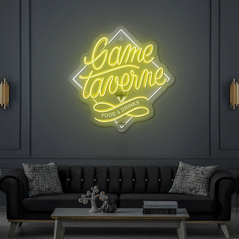 Custom LED Neon Sign GAME TAVERN - Games & Cocktail Bar
