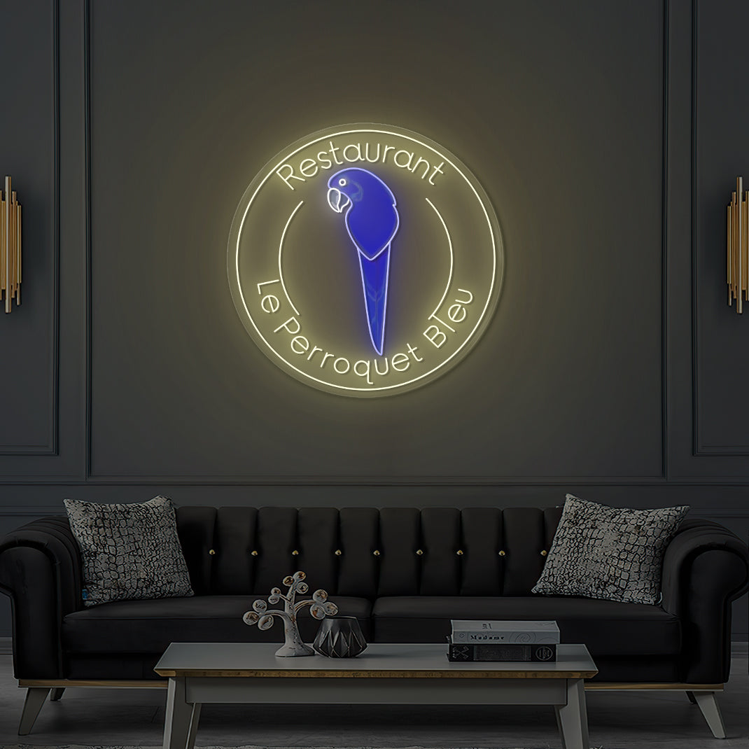 Enseigne LED Néon Personnalisée Le Perroquet Bleu