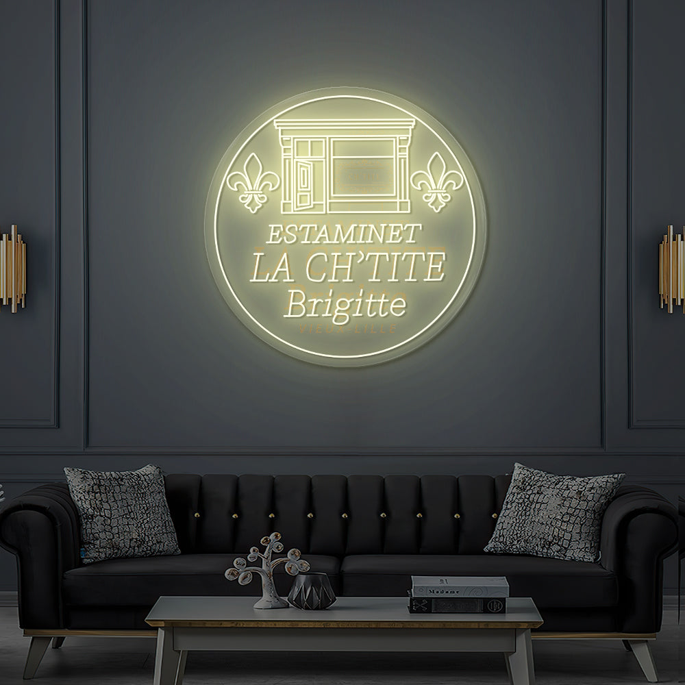 Enseigne LED Néon Personnalisée Estaminet La CH’TITE BRIGITTE