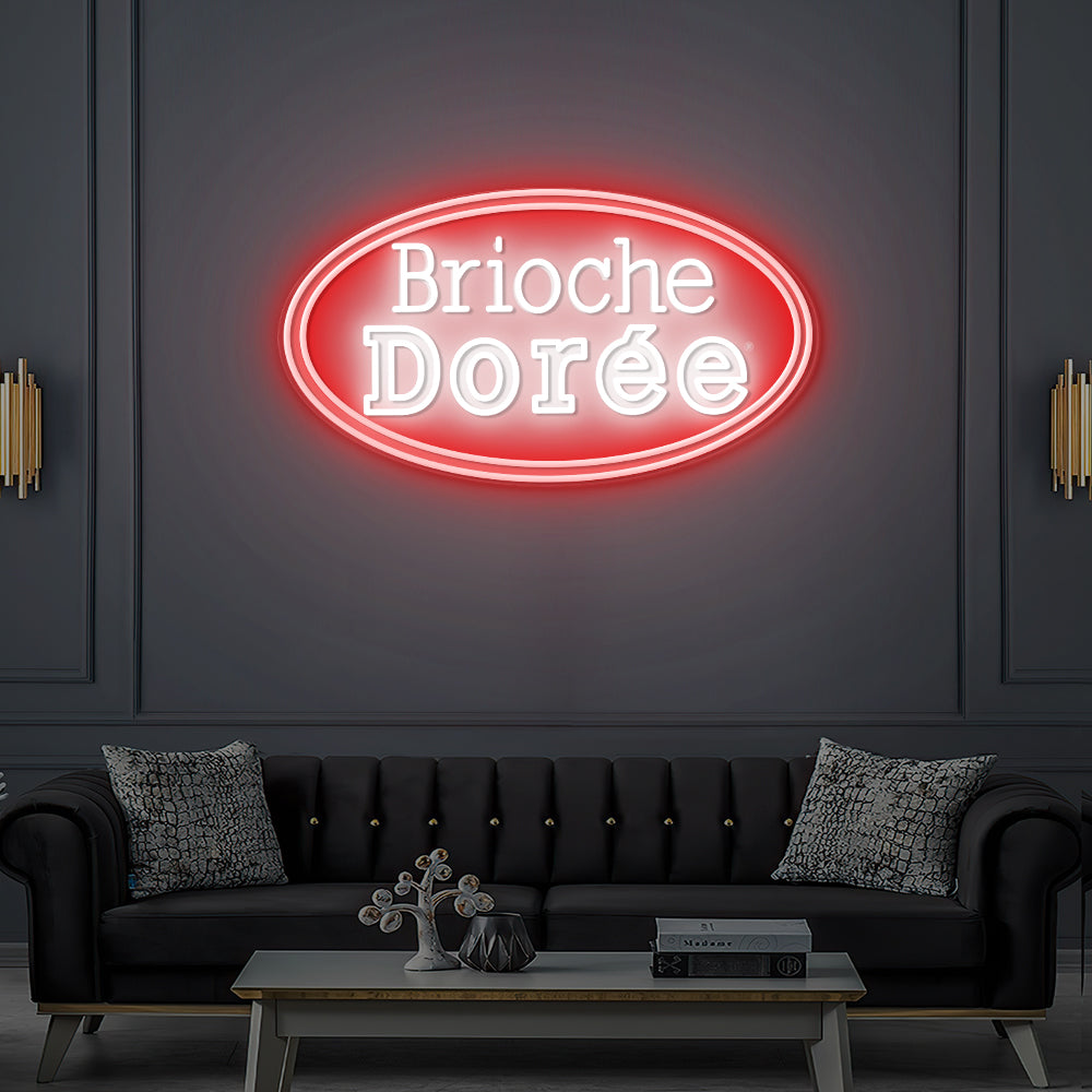 Enseigne LED Néon Personnalisée Brioche Dorée