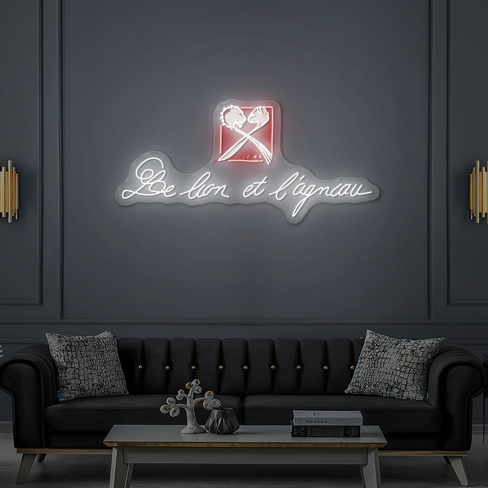 Enseigne LED Néon Personnalisée Le Lion et L'agneau