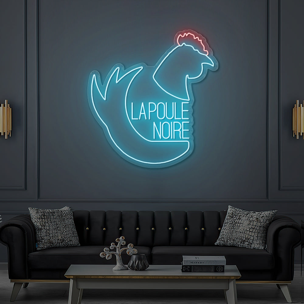 Enseigne LED Néon Personnalisée La Poule Noire