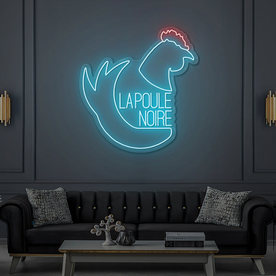Enseigne LED Néon Personnalisée La Poule Noire