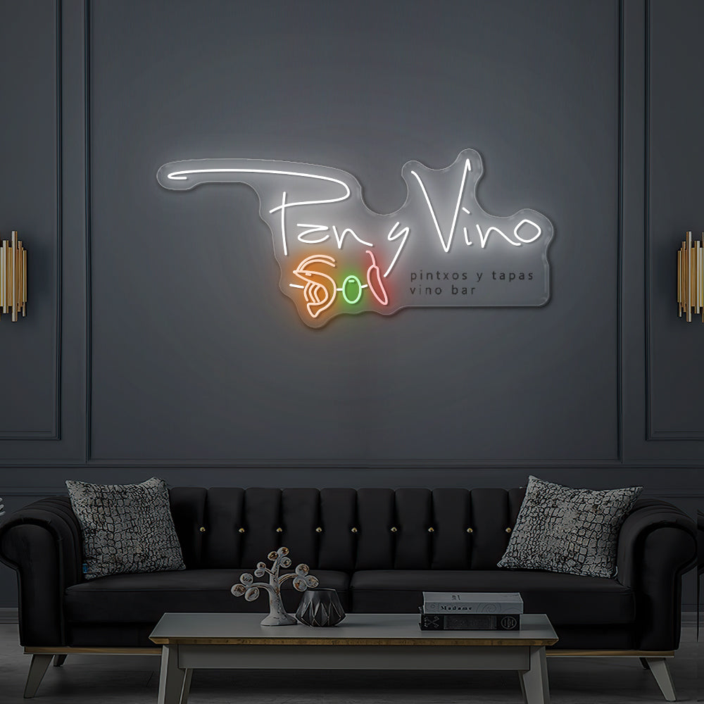 Enseigne LED Néon Personnalisée Pan y Vino