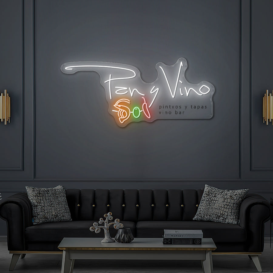 Enseigne LED Néon Personnalisée Pan y Vino